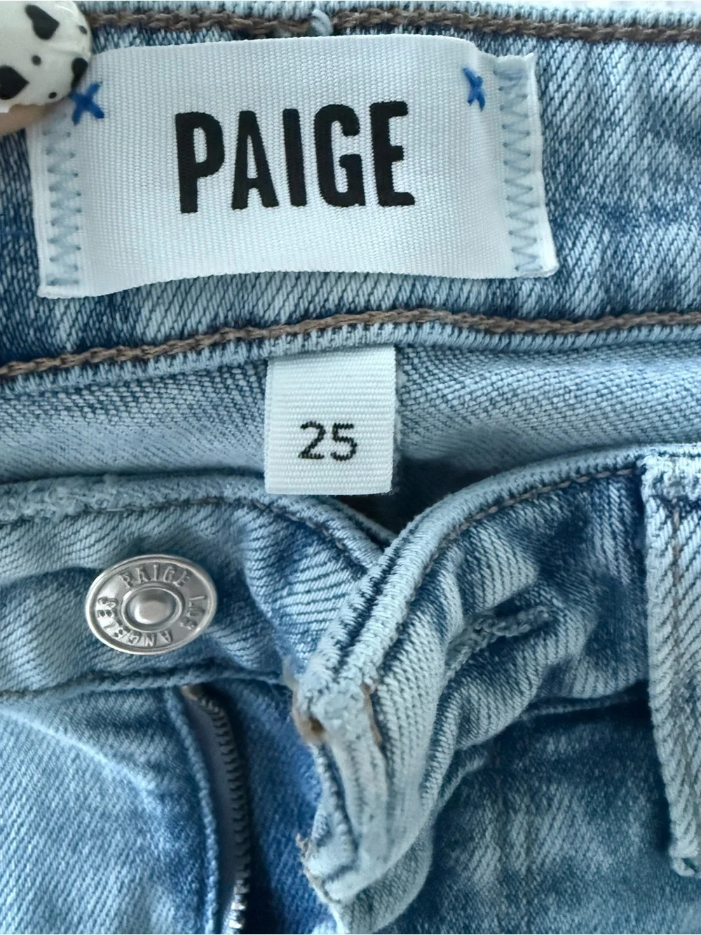 PAIGE Light Blue Cindy Cropped Straight Jeans with Frayed Hem